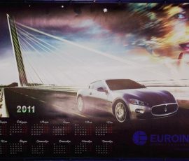 Еднолистов календар Евроинс за 2011 г. с автомобил и мост